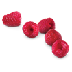 Raspberry Pastry flavor icon - five red raspberries